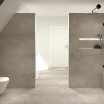 Wand en vloertegels in badkamer